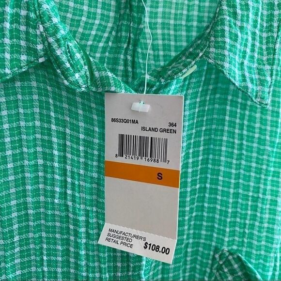 C&C California green plaid check button up blouse - Picture 9 of 11